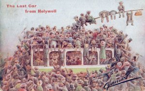 Holywell Wales Disaster Coach Transport Bus Comic Old Postcard