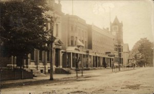 Street Scene Town Bldgs Granby Quebec Cancel 1908 Real Photo Postcard