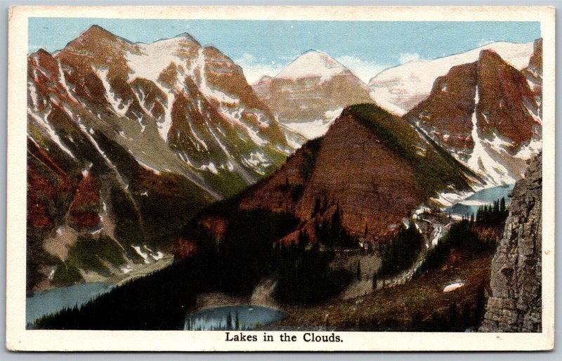 Vtg Alberta Canada Lakes in the Clouds Along Canadian Pacific Railroad Postcard