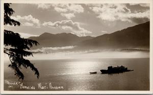 Morning Mist Alaska AK Boats Unused McAllen Real Photo Postcard E60