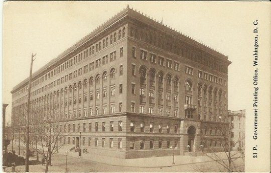 Antique Postcard, Government Printing Office in Washington D. C. 1900 - 1906,