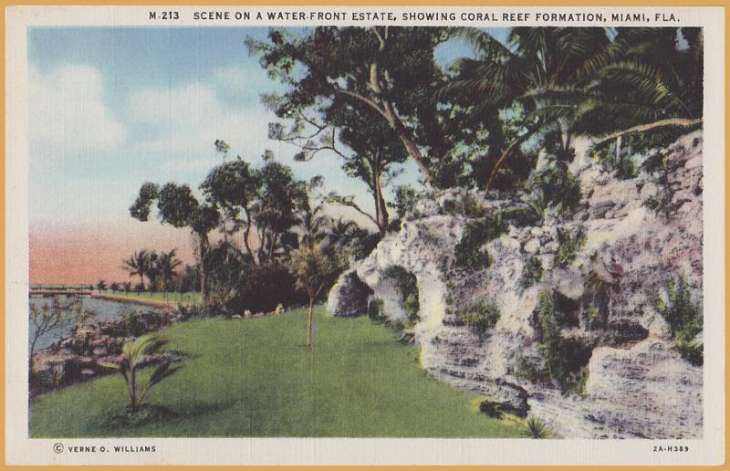 Miami, FLA., Scene on a Waterfront Estate, showing coral reef formation-