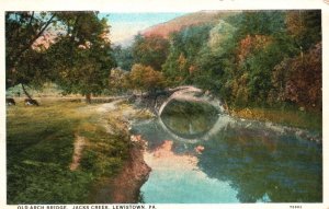 Vintage Postcard Old Arch Bridge Jack's Creek Lewiston Pennsylvania PA Hoffman