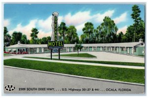 1958 Stevens Motel Roadside View 2309 South Dixie Hwy Ocala Florida FL Postcard