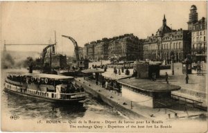 CPA ROUEN-Quai de la Bourse Depart du bateau pour La BOUILLE (348540)