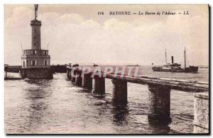 Old Postcard Lighthouse Bayonne La Barre of & # 39Adour Boat