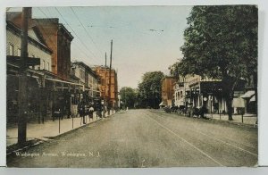 Washington New Jersey Washington Ave Shoe Store Horses Buggies Scene Postcard O5