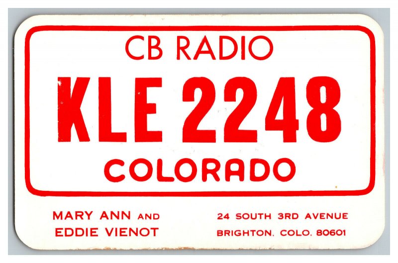 QSL Radio Card From Brighton Colorado KLE2248 