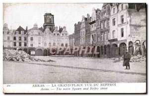 Old Postcard Arras Grand Place View of Belfry Army