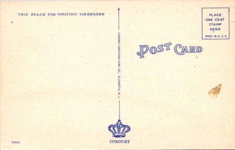 NJ, New Jersey  ELIZABETH LARGE LETTER LINEN Greetings ca1940's Coronet Postcard