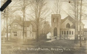 PC CPA US, MICH, READING, FREE BAPTIST CHURCH, REAL PHOTO Postcard (b14953)