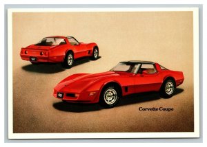 Vintage 1980 Advertising Postcard Chevrolet Red Corvette Coupe