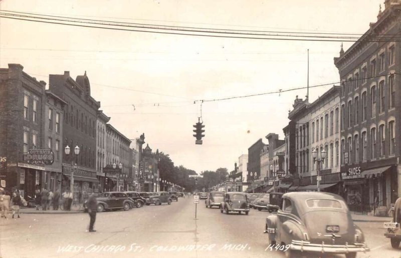 Coldwater Michigan West Chicago Street Real Photo Vintage Postcard AA56058