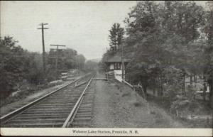 Franklin NH Webster Lake Station RR Stop c1910 Postcard