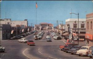 Hermosa Beach CA 1950s Street View Old Cars Postcard