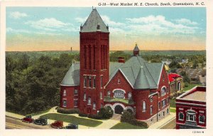 Greensboro North Carolina 1940s Postcard West Market M.E. Church
