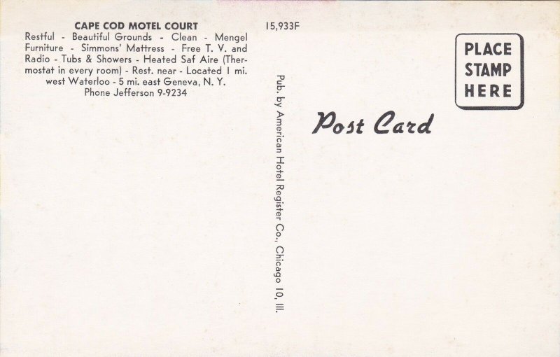 New York Waterloo Cape Cod Motel Court sk7308