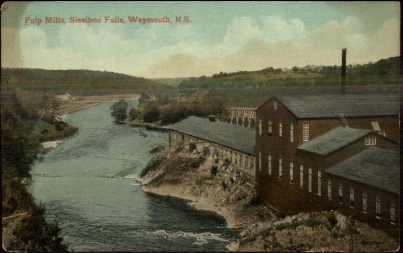 Weymouth Nova Scotia Pulp Mills Sissiboo Falls c1910 Postcard