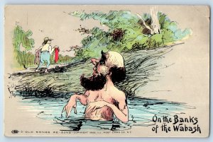 1923 On The Banks Of The Wabash Man Indiana Songs Old Songs Re-Sung Postcard