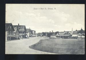 ORLEANS VERMONT RAILROAD DEPOT DOWNTOWN STREET SCENE VINTAGE POSTCARD