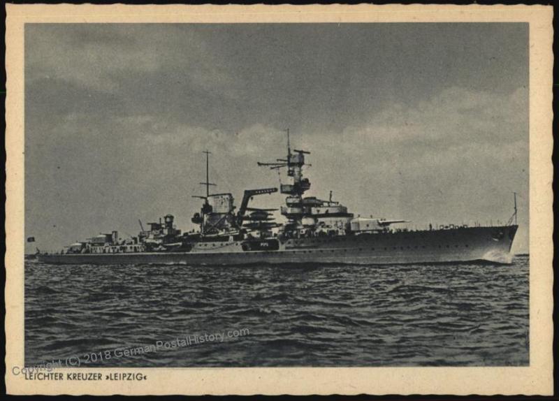 3rd Reich Navy Krezuer Leipzig Ship Propaganda Card 55141