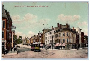 1910 Genesee And Market Streets Auburn New York NY Posted Antique Postcard