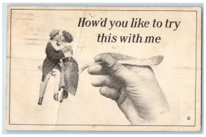 1912 Couple Romance Kissing Spooning Quincy Illinois IL Posted Antique Postcard