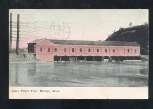 BILLINGS MONTANA YEGAN POWER PLANT VINTAGE POSTCARD 1909