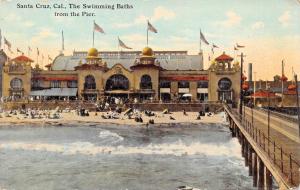 SANTA CRUZ CALIFORNIA-SWIMMING BATHS FROM THE PIER POSTCARD 