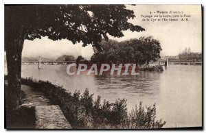 Postcard Old Towers I and L Landscape on the Loire to St Cyr Bridge and Islan...