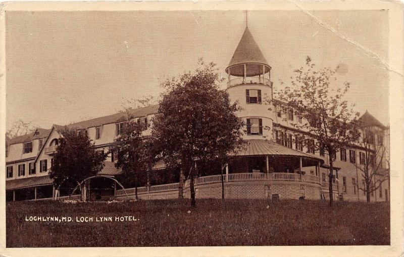 E31/ LockLynn Maryland Md Postcard 1910 Loch Lynn Hotel Building