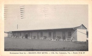Culpeper Virginia Brandy Way Motel Vintage Postcard AA56491
