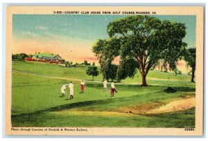 c1940's Country Club House From Golf Course Scene Roanoke Virginia VA Postcard