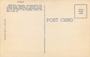 Postcard Nebraska Omaha Night View WOW 1940s TV Night Nelson Teich linen 23-8481