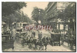 Old Postcard Paris Boulevard Montmartre Carrefour Drouot