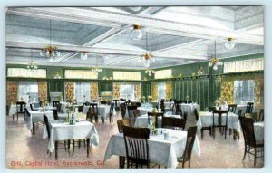 SACRAMENTO, California CA ~ Grill at CAPITAL HOTEL Interior c1910s Postcard