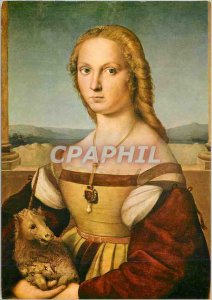 Postcard Modern Galleria Borghese Roma portrait of young woman with the unicorn