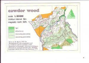 Orienteering Map of Cawdor Wood, Scotland, World Championship 1976