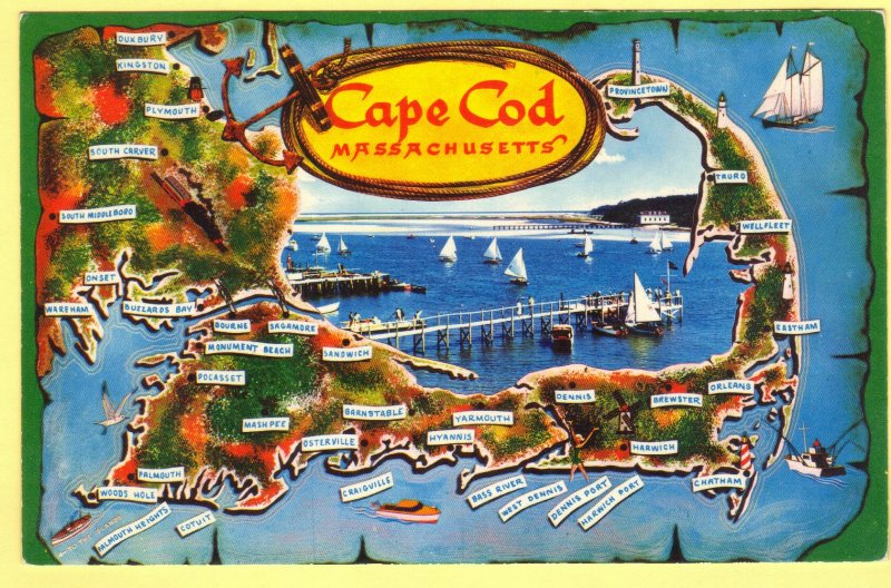 MAP OF BOSTON,SOUTH SHORE,PLYMOUTH AND CAPE COD, MASSACHISETTS   SEE SCAN  134