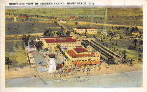 Bird's Eye View of Fisher's Casino Miami Beach FL Postcard