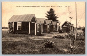 Twin Pine Cabins  Norridgewock    Maine  Postcard