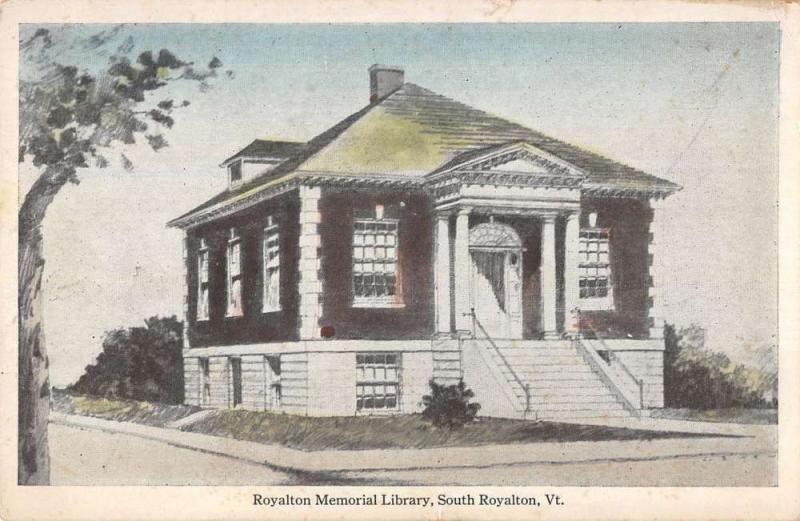 Royalton Vermont Memorial Library Street View Antique Postcard K28308