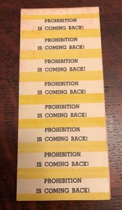 Vintage 1940s PROHIBITION IS COMING BACK Leaflet Card Handout