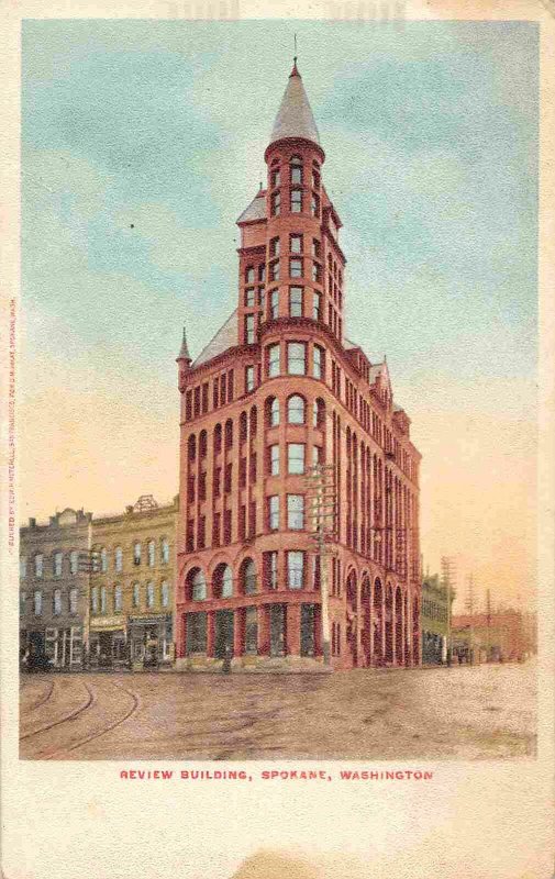 Review Newspaper Building Spokane Washington 1907c postcard