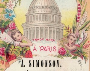 1880s A. Simonson Importer Exquisite Toilet Goods Fantasy Fairies Paris F152