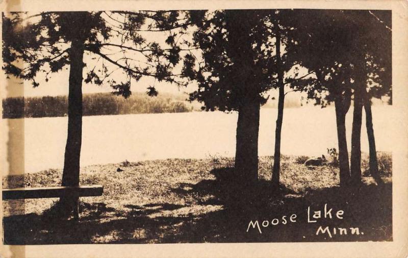 Moose Lake Minnesota Scenic Waterfront Real Photo Antique Postcard K99586