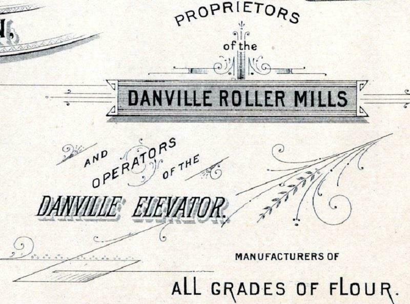 1880's SMITH & ANDERSON DANVILLE FLOUR ROLLER MILLS*FALLS CITY LITHO SPECIMEN