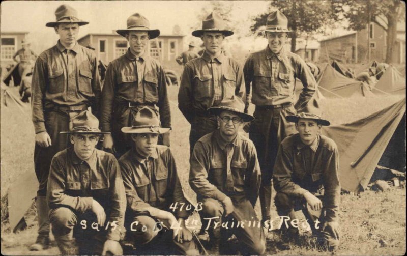 Possibly Plattsburgh NY Military 4th Training Regiment Real Photo Postcard 