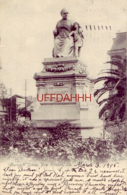 pre-1907 MARGARET STATUE, NEW ORLEANS, LA 1905