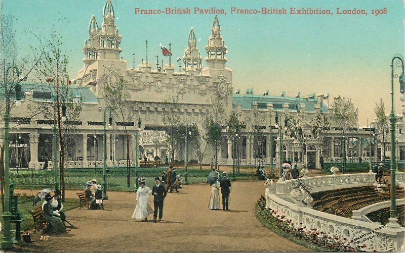 Postcard LONDON Exhibition Franco-British Pavilion Franco British Expo 1908